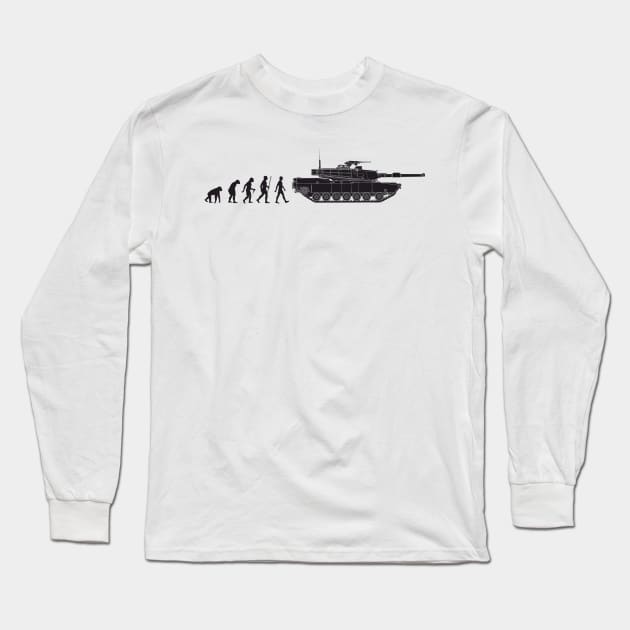 Humorous design Evolution and the M1 Abrams tank Long Sleeve T-Shirt by FAawRay